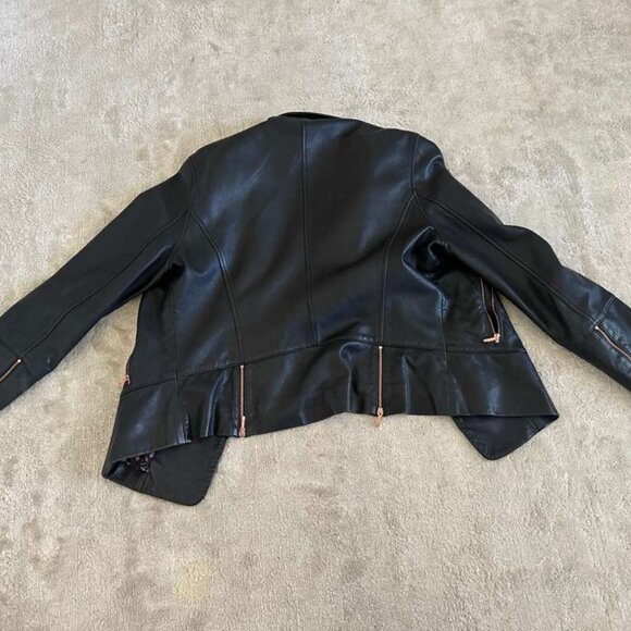 Ted Baker London Lizia Minimal Biker Jacket Black - Size 4 - Picture 3 of 3